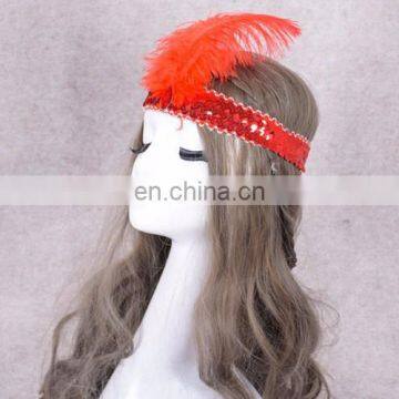 Ostrich feather headdress feathers with sequins Indian head band