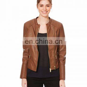 Newest hot selling excellent stylish leather jacket women jacket model