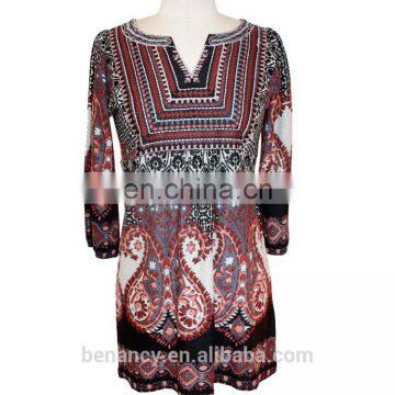 Stock Exotic Embroidery Long Sleeve Blouse Ethnic Paisley Printed Women Top photo-5
