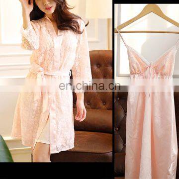 Pajamas Women Summer Embroidery Lace Silk Women Pajamas