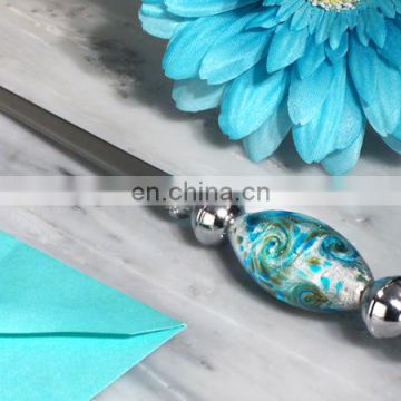 Murano Glass Letter Openers - Art Silver and Teal