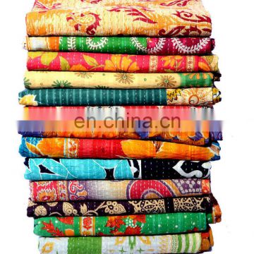 Indian Handmade old vintage kantha quilt quilts blanket throw Bangali Gudari reversible cotton Quilted Bedspread Vintage Decor