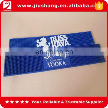 blue color 3d oem logo soft pvc bar mat promotional