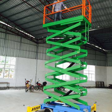 Four Inflate Tyres Upright Scissor Lift 10m Movable Scissor Lift