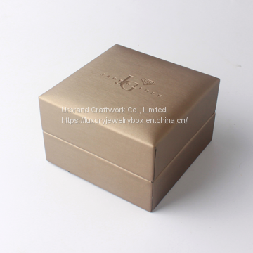 Gold wire drawing pattern leatherette earrings jewelry packaging box with custom logo wholesale