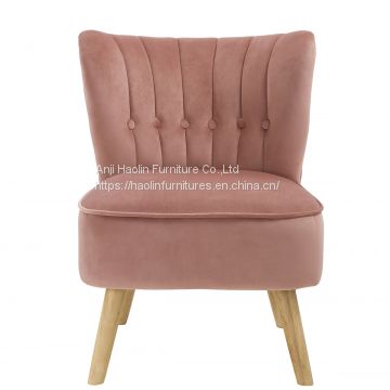 Velvet Upholstered Armless Accent Chair ,Single Leisure Chair for living room