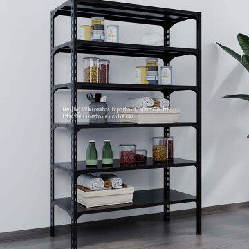 black slotted angle shelf for warehouse and home storage