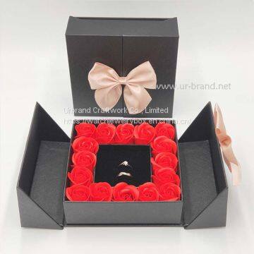 Luxury Square Double Door Flower Gift box For Jewelry Gift Paper With Logo Design