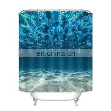 Ocean Decor Collection Tropical Seascape Abyss Underwater Picture Polyester Fabric Bathroom Shower Curtain Blue Aqua Ivory