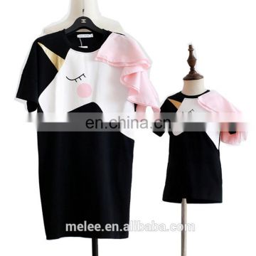 Mommy and Me Tshirt Dresses Mum Mom Girls Mother Daughter Clothes Unicorn Print Pink Family Matching Outfits Lady Kids Dress