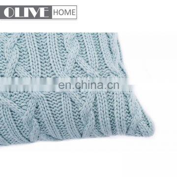 High Quality Home Decorative Light Blue Cushion Cover With Jacquard Cable Knit photo-7