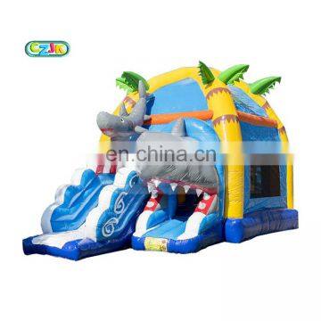 kids party fun shark commercial inflatable bouncy castle with slide