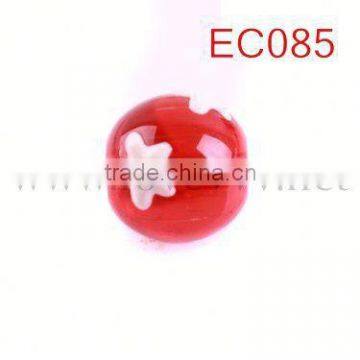 red plastic bead with white star high quality painted beads