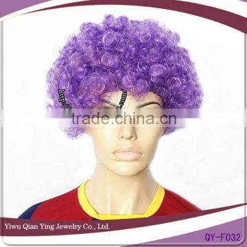 cheap purple short curly synthetic afro clown wigs