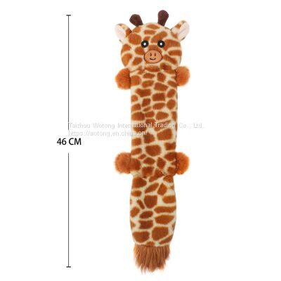 Durable Simulation Animal Plush No Stuffing Cow Giraffe Zebra Chew Resistance Squeaky Plush Pet Dog Toy photo-3