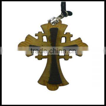 Jerusalem Wooden Cross Pendant