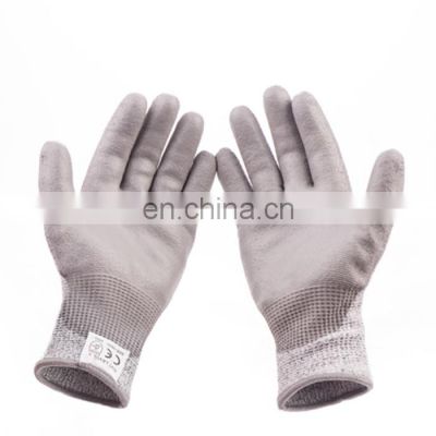 Polyurethane Palm Coated HPPE Level 5 Anti Proof Cut Resistant Gloves PU Schnittschutz Handschuhe