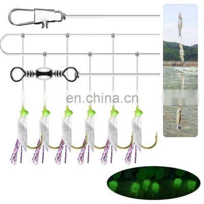 8-19 # Fishing Flasher Bait Rigs With Barrel Swivel Luminous Beads Fish Skin For Herring Hook Sabiki