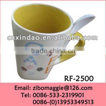 Hot Sale Promotion Glazed Ceramic Spooner Milk Mug for Kid's Daily Used with Good Quality