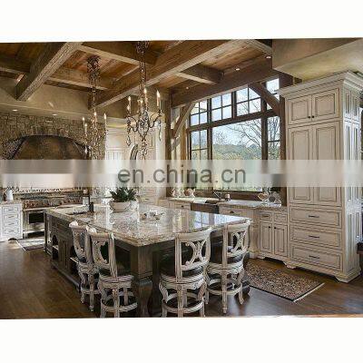 European Classic Cabinet Kitchen With Wood Roman Column Design