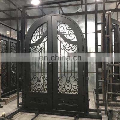 custom wrought iron impact glass pipe entry doors design