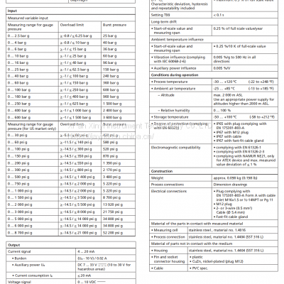 Siemens Pressure Transmitter Sensor SITRANS P200/P210/P220 Pressure Measurement photo-2