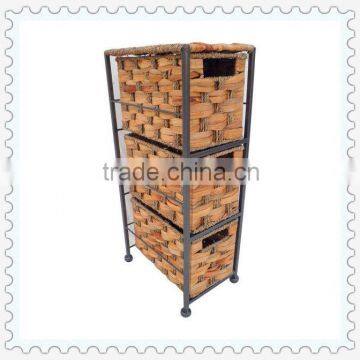 3 tier hyacinth basket drawer unit