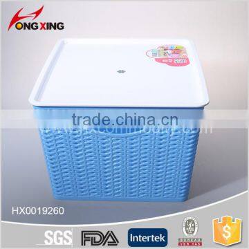 fashion rectangular plastic clothes storage basket with lid