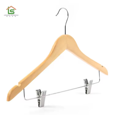 Direct Supply From Manufacturers Solid Wood Hotel and Supermarket Wardrobe Hangers With Clip for Dress Home Use photo-4