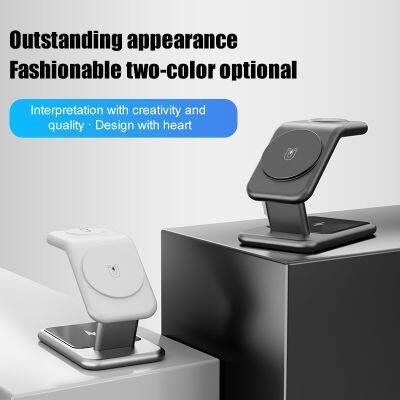 Customizable Desktop 3 in 1 All-In-One Wireless Charger Stand & Holder Multifunctional Charging Solution for IPhone photo-3