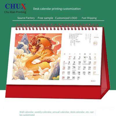 New-style 2024 Desk Calendar Printing Factory With 13 Sheets of Gold Stamping and Hollowing for Business Office. Customized by Chuxian Printing Factory photo-3