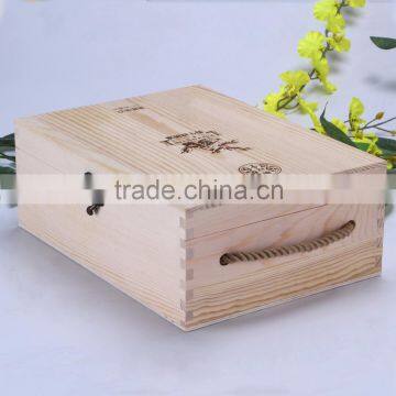 2016 Top quality cheaper pine wooden wine box/ wine case for 2 bottles