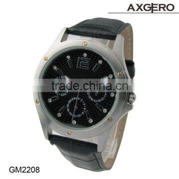 Multifunction men's leather wristwatches, wholesale watches supplier, fashion and hot men's leather watch