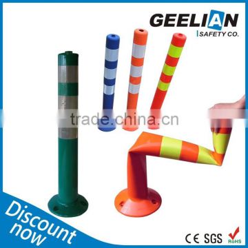 Highway flexible spring road post warning sign post