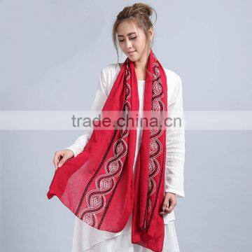 New Design Maxi Long Soft Viscose Embroidery Women Muslim Scarf