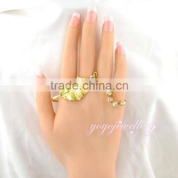 fashion expandable leaf shape cuff fake gold charm crystal bead girls latest bangles