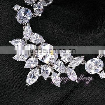 Flower Design Wedding Women Gold Zircon Jewelry Set photo-2