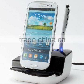 Mikosi OEM&ODM Desktop Charging Dock with Pen Holder and Audio Out Function for Samsung Galaxy S3 i9300