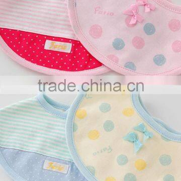 2016 Wholesale high quality products infant babys bib with cute border and polka dot 2pcs set for girls and boys