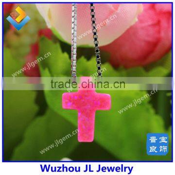 Synthetic Cross Opal Gemstone/ 925 Sterling Silver Jewelry/opal Cross Necklace photo-5