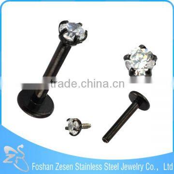 Surgical Steel Anodize Internally Threaded Clear Star Zircon 14G Cheap Lip Ring photo-2