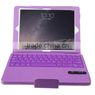 Leather Case Cover with Bluetooth Keyboard for iPad Air 2 Purple