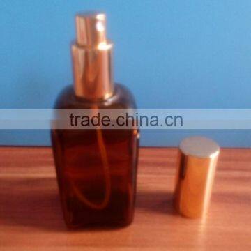 50ml square amber essential oil bottle with aluminum sprayer