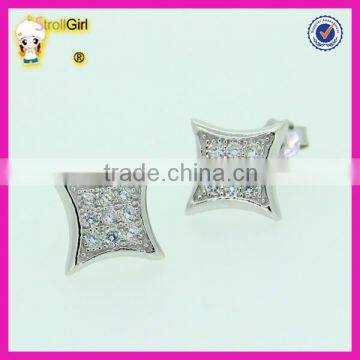 Hot Sale 925 Sterling Silver Stude Earring Clear CZ Stone Pave Silver Earring