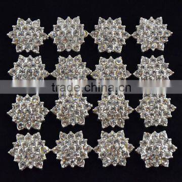 17MM Wholesales Bulk Cheap Silver Plated Alloy Snowflake Crystal Rhinestone Button For Baby Girl Jewelry Garment Accessory