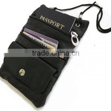 Cow Leather Passport Holder Card Holder Neck Pouch Wallet for Travel photo-2