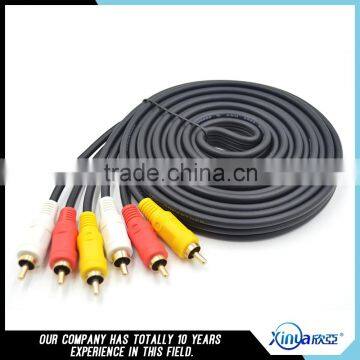 Xinya hot selling 24K Gold Plated Audio & Video male 3RCA to 3RCA A/V cable