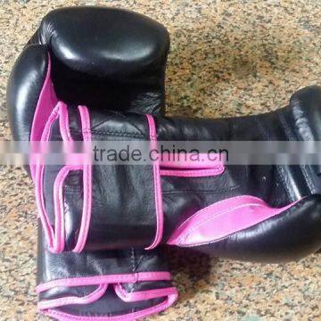 Women's Pro Style Training Gloves, Balck and Pink, 12 oz., Boxing Sparring Mitts