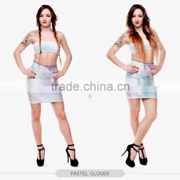 african skirts blue sky sexy girls tight slim mini skirt high quality 3d digital full print custom hot sale tube stretchy skirt