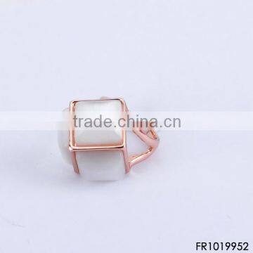 Rose Gold Four Square Opal Collected Brazil Word Cup Gift Ring